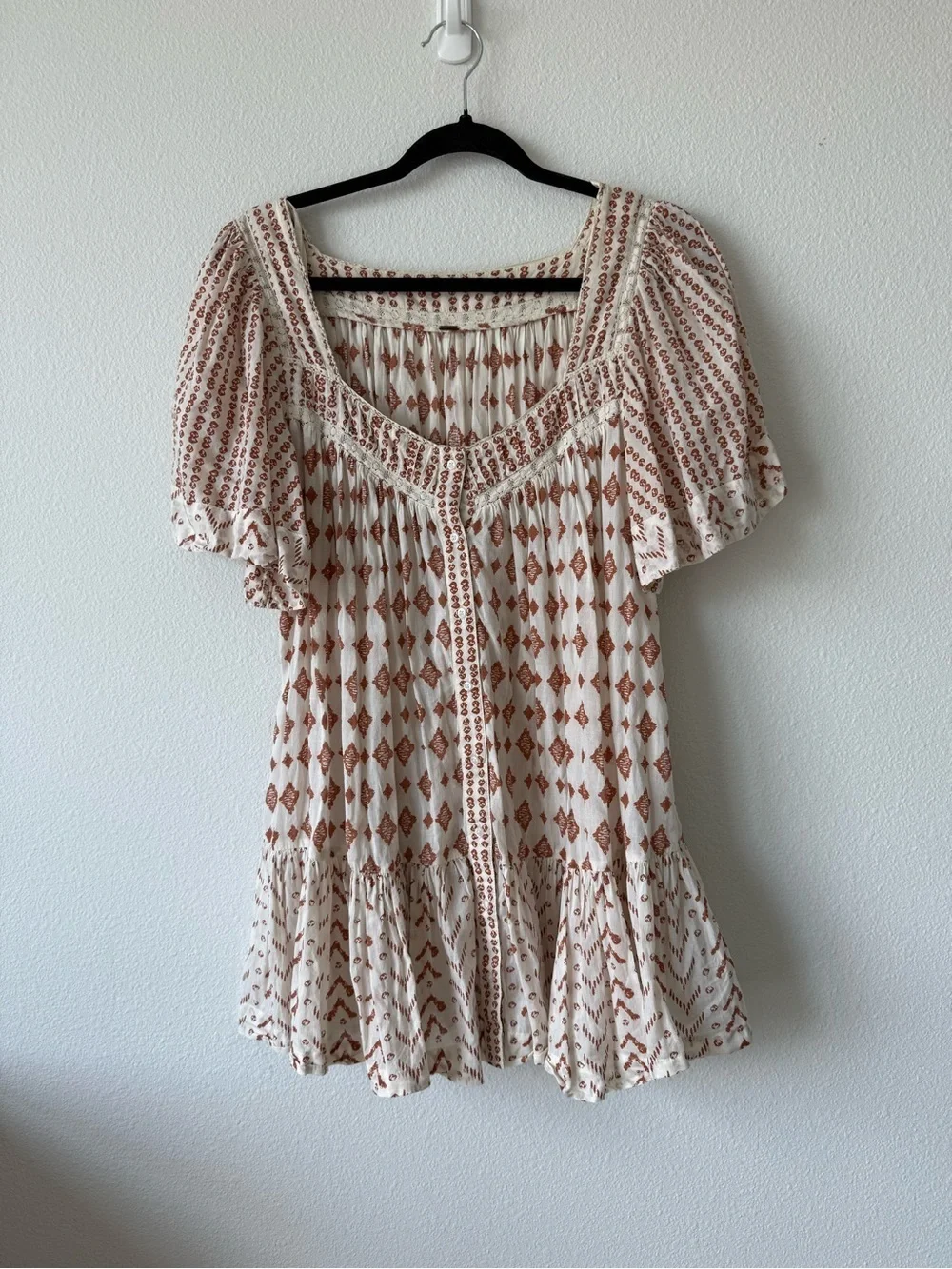 Free People HEARTS DESIRE PRINT TUNIC DRESS IN IVORY COMBO